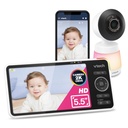 VTech Smart WiFi Baby Monitor, 2K CMOS Sensor Camera, 5.5-inch HD IPS Screen, Clear Infrared Night Vision, Pan-Tilt, 24x Zoom, 2-Way Talk, Multi-Color Night Light, Soothing, Free App: Smart HD Plus