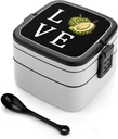 I LOVE Durian Bento Box with 2 Compartments Adult Lunch Box Lunch Container for Meal Prep Work And Outdoors