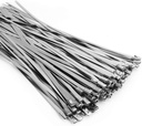 Metal Zip Ties (100PCS 11.8 Inch), 304 Stainless Steel, Heavy Duty Self-locking Cable Ties, for Exhaust Wrap, Chain Link Fence Parts, Heat Resistant Fencing Tie. for Pipe, Auto repair.