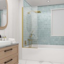 Sunrosa 24"×60" Bathtub Glass Panel,8mm Thick Shower Screen,Brushed Gold Semi-Frameless Bathroom Shower Door, Easy to Clean