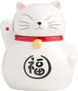 Ceramic Cookie Jar - Lucky Cat Cookie Jars with Lids Airtight - Cute Cookie Jar for Ceramic Canister - Versatile Ceramic Jar with Lid for Cookie Canister - Funny Cookie Jar for Cat Lovers (White)