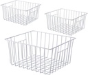 Freezer Wire Baskets, Kitchen Storage Organizer Bins for Chest and Upright Freezer, Refrigerator Dividers Containers with Handles - Pearl White (3)