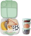 b.box Lunchbox (Spearmint) + Snack Tubs Combo Pack: Includes Lunch Box (8 1/2 Cup Capacity) and 3 Snack Tubs (4oz & 2oz sizes)