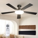 Ceiling Fans with Lights, 52 inch Flush Mount Ceiling fan with Remote Control, Low Profile Ceiling Fan for Bedroom, Farmhouse, Reversible, 3CCT, Dimmable, Noiseless DC Motor, Black