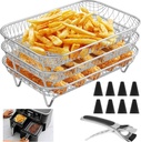 Air Fryer Rack Accessories for Ninja Dual Basket, 3 Layers, 304 Stainless Steel Stackable Bacon Air Fryer Accessories for Ninja AF300UK, Salter/Instant/EMtronics, with Clip