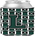 Caroline's Treasures CJ1071-LCC Letter L Football Green and White Can or Bottle Hugger Cooler Washable Drink Sleeve Collapsible Beverage Insulated Holder, Can Hugger, Multicolor