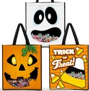 JOYIN 3 PCS Halloween Large Tote See-through Bags, 22.5” x 13.4” Halloween Goodie Candy Bags for Kids Trick or Treating, Grocery Shopping Gifts Tote with Handles, Classroom Party Favor Supplies
