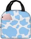 Ucsaxue Blue Cow Print Lunch Box Reusable Lunch Bag Work Bento Cooler Reusable Tote Picnic Boxes Insulated Container For Women Men Home School Office Outdoor Use