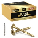 #8 x 1-1/4” Deck Screws, 100Pcs Star Drive Wood Screws, Rust Resistant Timber Screws for Timber/Log/Landscaping Wood, T20 Star Bit Included, Gold