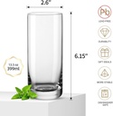Large Crystal Highball Glasses Set of 2, 18oz Tall Drinkware for Cocktails, Water, Beer, and Mixed Beverages (2,Set Of 2)