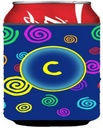 Caroline's Treasures CJ1011-CCC Letter C Initial Monogram - Blue Swirls Can or Bottle Hugger Cooler Washable Drink Sleeve Collapsible Beverage Insulated Holder, Can Hugger, Multicolor