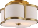 JONATHAN Y JYL9507B Quatrefoil Scalloped Shade Metal Classic LED Flush Mount, Glam Dimmable for Kitchen Hallway Bathroom, 2 Light, Brass Gold