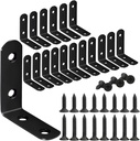 18-Pack L Shape Corner Brackets, Stainless Steel Metal Angle Braces for Wood Furniture, Heavy Duty Black 2 inch Shelf Bracket with Long Screws for Household Project (L Shape Black)