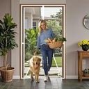 36x108 Magnetic Closure Screen Door Mesh Heavy Duty Fiberglass White, Keep Bugs Out Let Breeze in, Animal & Children Friendly, Dog/Cat Gate, Net Door Curtain for Front Door Garage Patio