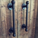 Door Handle Sets Door Pull Handle Sliding Barn Door Handle Entry Modern Door Handle 24.4 Inch Barn Door Handle Black Barn Door Handle Black Rustic Industrial Handle,Barn Handles for Sliding