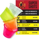 Super Fun Durable Jager Bomb Shot Cups 150pk. 4 Color Disposable and Safe Plastic Cups. Measure Two-Part Bomber Shot Glasses for Great Taste. Best Party Supplies with Recipe Card to Impress Guests!