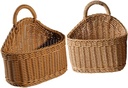 2Pcs Woven Wall Storage Basket Hanging Kitchen Baskets for Fruits Veggies and Cutlery Space Saving Design with Air Circulation Rustic Colors