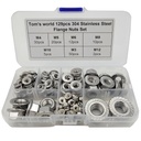 129Pcs Hex Flange Nuts Assortment Kit Stainless Steel 304(18-8) M3 M4 M5 M6 M8 M10 M12 Metric Hex Nuts