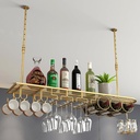 Floating Wall Mounted Ceiling Wine Rack with Wine Glass Holder, Iron Bar Liquor Display Shelf for Kitchen Wine Cellar - Space Saving Wine Shelves Storage Solution.