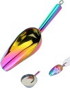 Rainbow Stainless Steel Ice Scoop 6 OZ, Titanium Colorful Plating Metal Ice Scooper For Ice Maker Multipurpose For Candy Wedding Kitchen Bar Party Pet Animal Dog Food Scoop Beach Shovel 1pcs (Rainbow)
