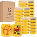 20 PCS Disposable Double Compartment Snack Containers with Lids, Small 2 Compartment Condiment Container, Plastic Snack Box, Grab and Go Snack Pack Containers(2Compartment,Yellow,20Packs)