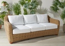 SAFAVIEH Couture Outdoor Collection Melbourne Natural/White Cushion Wicker Sofa
