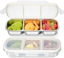 Stainless Steel Snack Containers with Lid, Leakproof 3 Compartment Bento Box, 2Pack Reusable Snackle Box for Travel Home Picnic Work
