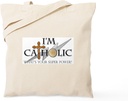 CafePress Catholic Tote Bag Reusable Natural Beige Canvas Shopping Bag