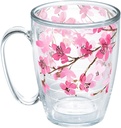 Tervis Sakura Japanese Cherry Blossom Made in USA Double Walled Insulated Tumbler Cup Keeps Drinks Cold & Hot, 16oz Mug, Classic - Unlidded