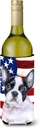 Caroline's Treasures BB9710LITERK French Bulldog Black White Patriotic Wine Bottle Hugger Bottle Cooler Sleeve Hugger Machine Washable Collapsible Insulator Beverage Insulated Holder