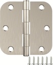 18 Pack Rounded Satin Nickel Door Hinges, 3.5 x 3.5 Inch Hinges with 5/8" Radius Corners, Durable and No Squeak Hinges, for Home Interior, Exterior Doors and Commercial Use
