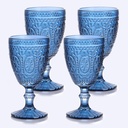 Blue Wine Glasses set of 4, Blue Goblets, Vintage Drinking Glassware, Colored Glassware Set for Party Home Wedding Baby Shower