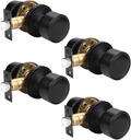 Indoor Matte Black Door Knobs Interior 4 Pack for Closet and Hallways, Modern Kitchen Black Door Handle Interior, Flat Passage Closet Door Knobs Keyless No Lock