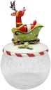 Wild Wonderful Winterland Collection Deer Sitting On Sleigh Glass Cookie Jar, 10-Inch
