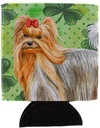 Caroline's Treasures BB9859CC Yorkshire Terrier St Patrick's Can or Bottle Hugger, Green Cooler Washable Drink Sleeve Collapsible Beverage Insulated Holder, Can Hugger, Multicolor