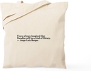CafePress Borges Library Quote Englis Tote Bag Reusable Natural Beige Canvas Shopping Bag