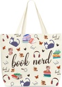 Books Tote Bags, Book Nerd Themed Shopping Bag For Women, Bookish Gifts For Friends Colleagues Book Lovers Read Lovers Book Nerd, Cute Canvas Shoulder Bag For Library Book Store Read Room -A15
