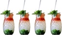 Tiki Drink Glasses 17 Ounces Pineapple Glasses for Cocktails, 4 Pieces, Clear, Tropical Style Novelty Glasses, Hawaii Bar Style, Modern Bar Party Set With Picks (Pineapple 17 oz)