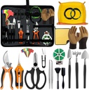 Bonsai Tools Set for Beginners, Bonsai Tree Kit with Training Wire, Scissors, Pruning Shears, Repotting Kit, Indoor Plant Tools Starter Kit (Orange)
