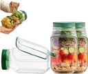 Side Opening Salad Jar- Jar Side Open with Leakproof Dressing Microwave,Dishwasher/Compartment/Freezer Safe for Meal Prep & Travel & gift (2PCS)