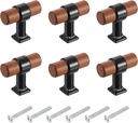 uxcell 6 Pcs T Bar Wooden Drawer Pulls Wood Single Hole Dresser Drawer Knobs Furniture Dresser Pull Handles with Screws for Home Kitchen Room Closet Cupboard, Wood/Black