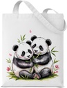 Panda Print Canvas Tote Bag, Cute Gifts for Women, Chic Reusable Grocery Shoulder Bag for Shopping, Work, Travel