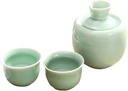 Sake Set Japanese Sake Cup Set 3 Piece Handmade Ceramic Wine Cup Pottery Sake Bottle and 2 Cups Ideal for Japanese Sake Glaze