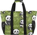 Cute Panda Waterproof Tote Bag,Multi-Purpose Kitchen Reusable Grocery Bags, Travel, Beach & Laundry Organizer 15.4 X 9.8 X 12.8 inch