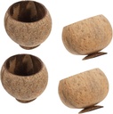 XINRUI 4PCS Coconut Shell Bowls Set, Rustic Dessert Cups With Stable Base for Beach Parties Picnics Cocktails Snacks Reusable Tableware Textured Drinkware