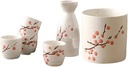 Sake Set Japanese Sake Pot Set Traditional Sake Cup Hand Painted Design Porcelain Pottery Ceramic Crafts Wine Glasses Cups 6 Piece,H,practical