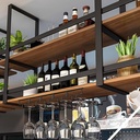 2-Layer Wine Rack Ceiling Hanging Wine Glass Holder Upside Down Metal Wine Bottle Holder Decoration Floating Wine Shelf Display Wine Storage Holder for Bars Cafe Kitchens Cellar ( Size : 150x30x80cm )
