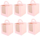50pcs Portable Single Design Cupcake Boxes Window Handheld Paper Muffin Containers for Parties Weddings and Celebrations Cover for Easy Viewing