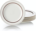 9-inch Porcelain Dinner Plate Set of 6 - Microwave, Oven and Dishwasher Safe, Scratch Resistant. (9-inch Brown)