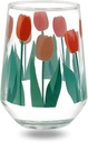 Water Glasses Cute Drinking Glasses Water Cup Tulip Pattern Drinking Glasses Vibrant Glass for Family Coffee or Cold Drinks Drinking Glasses (Color : Tall)